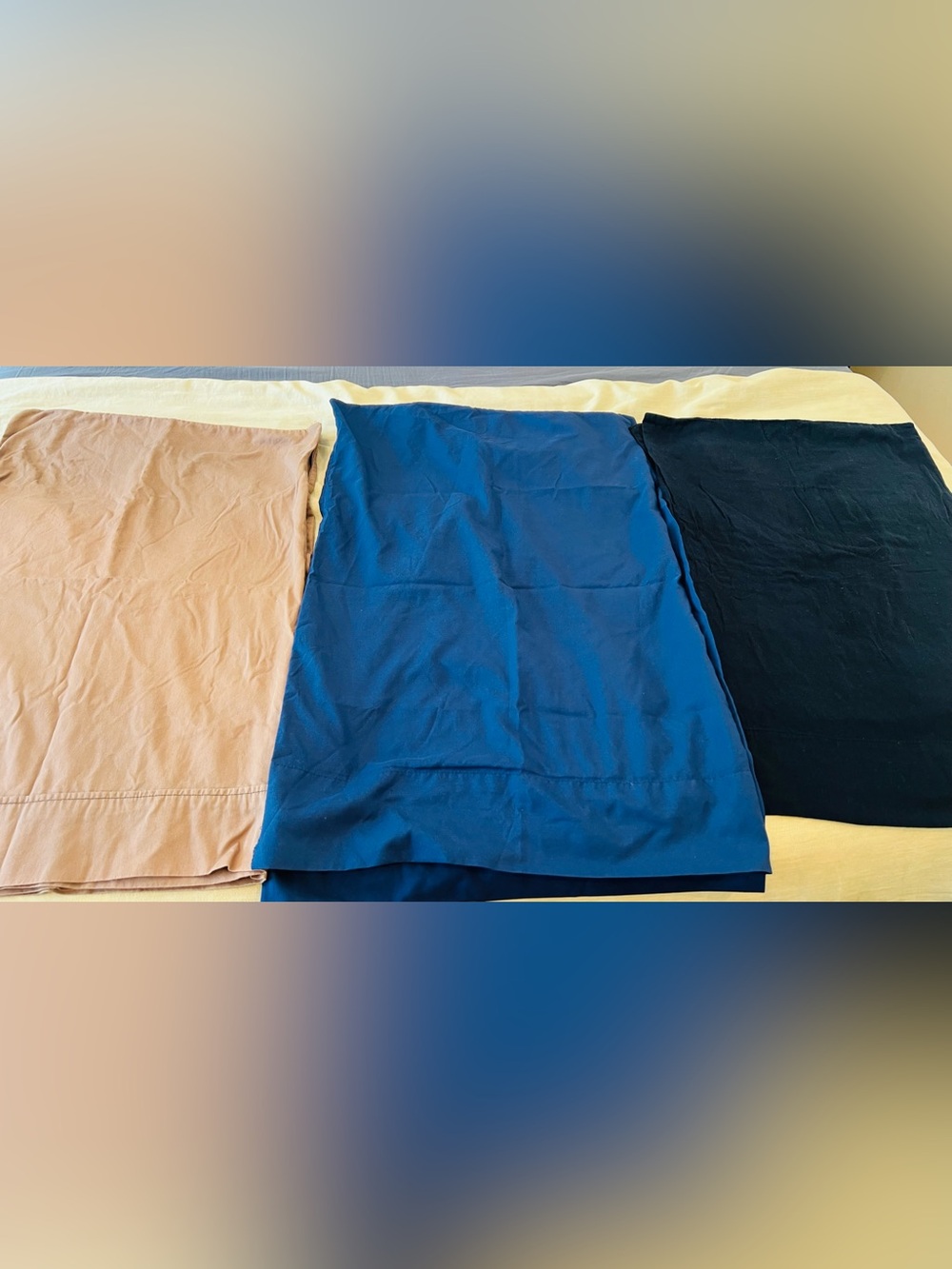 Three Basic  pairs of pillowcases 
- Blush, Royal Blue, Navy